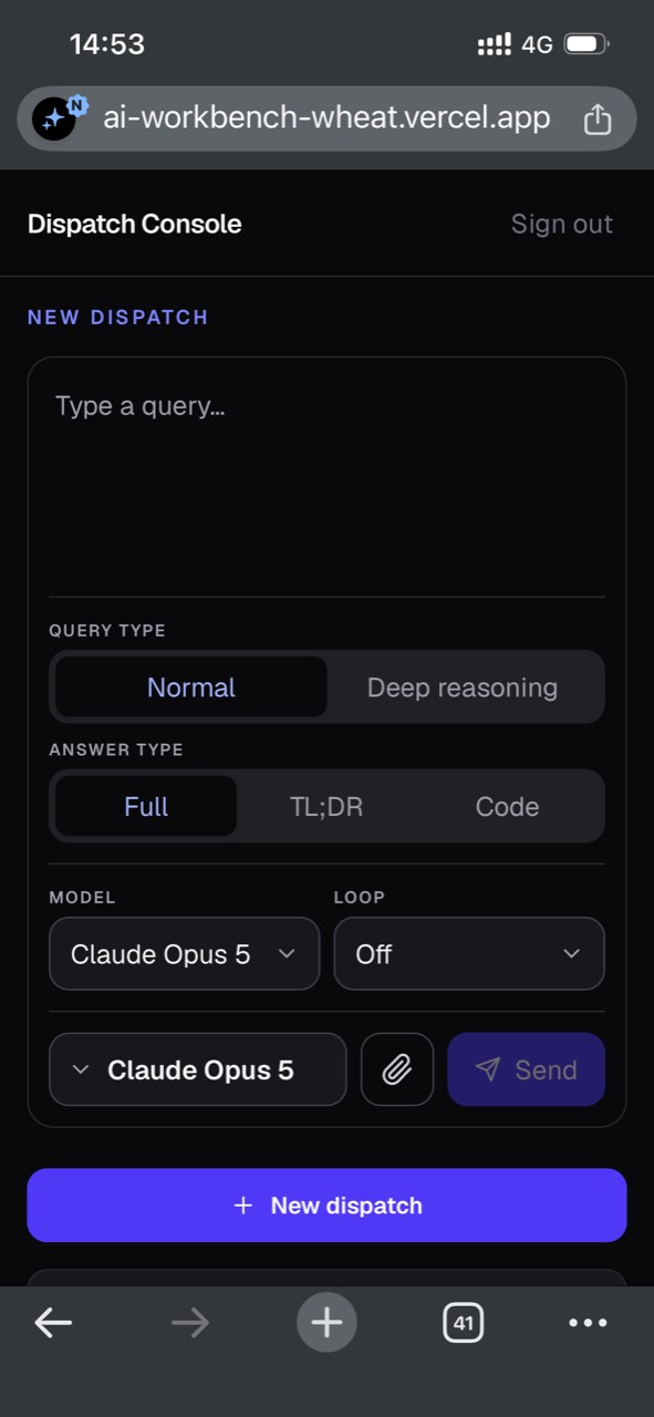 Dispatch Console’s mobile composer and model controls