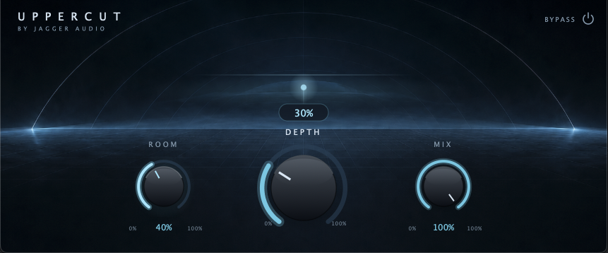 Uppercut interface with Depth, Room and Mix controls